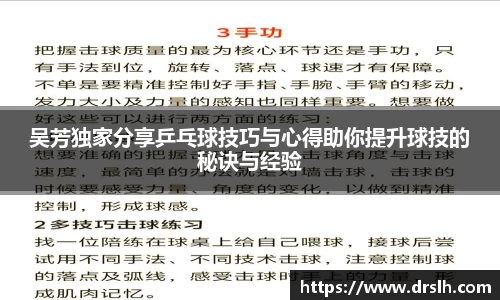 吴芳独家分享乒乓球技巧与心得助你提升球技的秘诀与经验